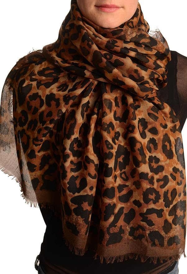 Brown Leopard Print Large Scarf Braun Scarf, Schal Einheitsgroesse