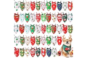 Abbylike 50 Pcs Christmas Dog Bandanas Bulk Xmas Bandanas for Dogs Triangle Kerchief Bibs Scarf Set for Pet Xmas Costume Photo Props Accessories Pet Shops Grooming, 25 Styles (25.6 x 17.7 x 17.7)