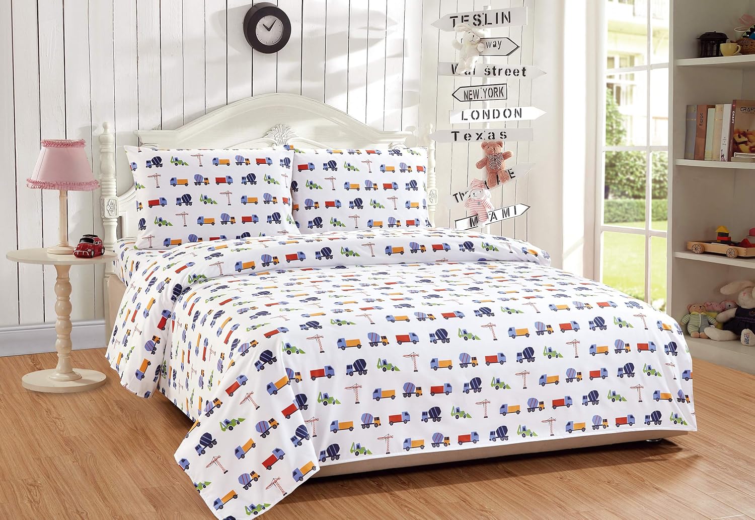 Kids Bedding Fancy Linen 5pc Twin Comforter Set Construction
