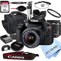 Canon EOS Rebel T7 DSLR Camera with 18-55mm f/3.5-5.6 Zoom Lens + 32GB Card, Tripod, Case, and More (18pc Bundle)