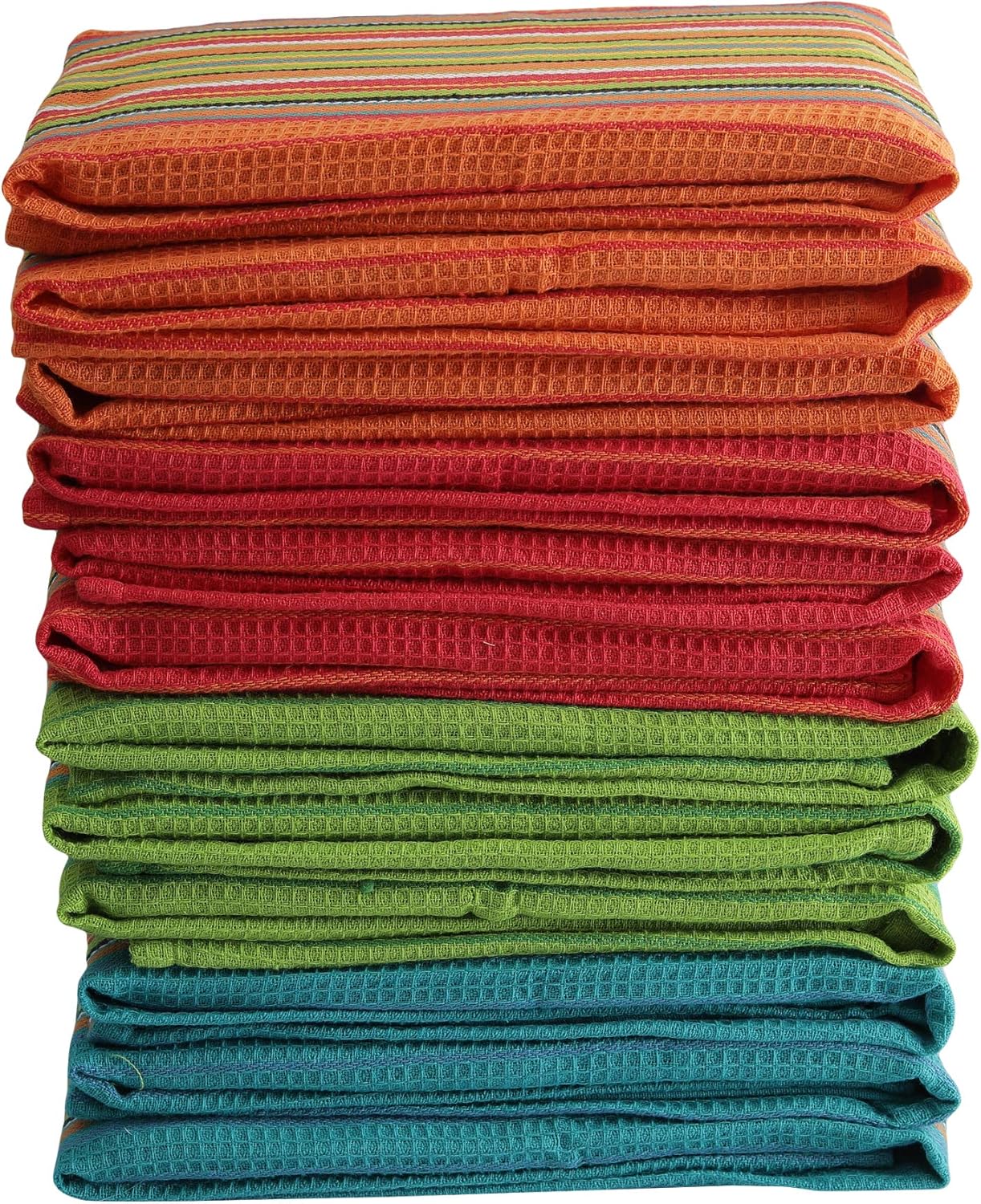 DG Collections Kitchen Dish Towels, 100% Natural Cotton, Set of 12 (16x28 Inches), Multi-Purpose Kitchen Towels, Very Soft, Highly Absorbent, Lint Free, Waffle Design Tea Towels for Kitchen Decor: Home & Kitchen