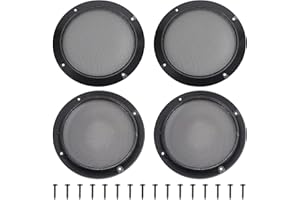 OLYCRAFT 4 Set Audio Speaker Cover Mesh 6.5 Inch Speaker Grill Cover Mesh Flat Round Speaker Grill Decorative Circle with Screws for Speaker Cabinet, Home Speaker, Car Speaker Electrophoresis Black