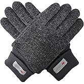 BRUCERIVER Men's Winter Wool Knit Touchscreen Warm Glove with Thinsulate Fleece Lining Turnover Cuff