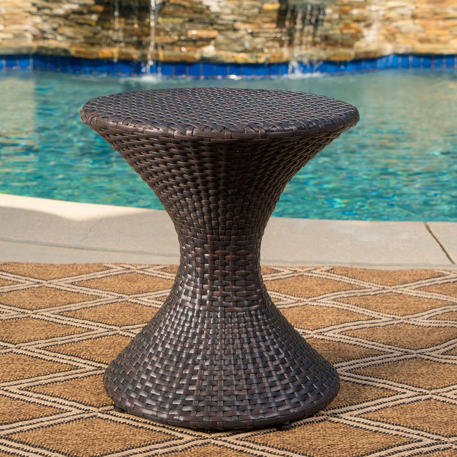 Christopher Knight Home Franklin Outdoor Wicker Hourglass Side Table, Multibrown : Garden & Outdoor