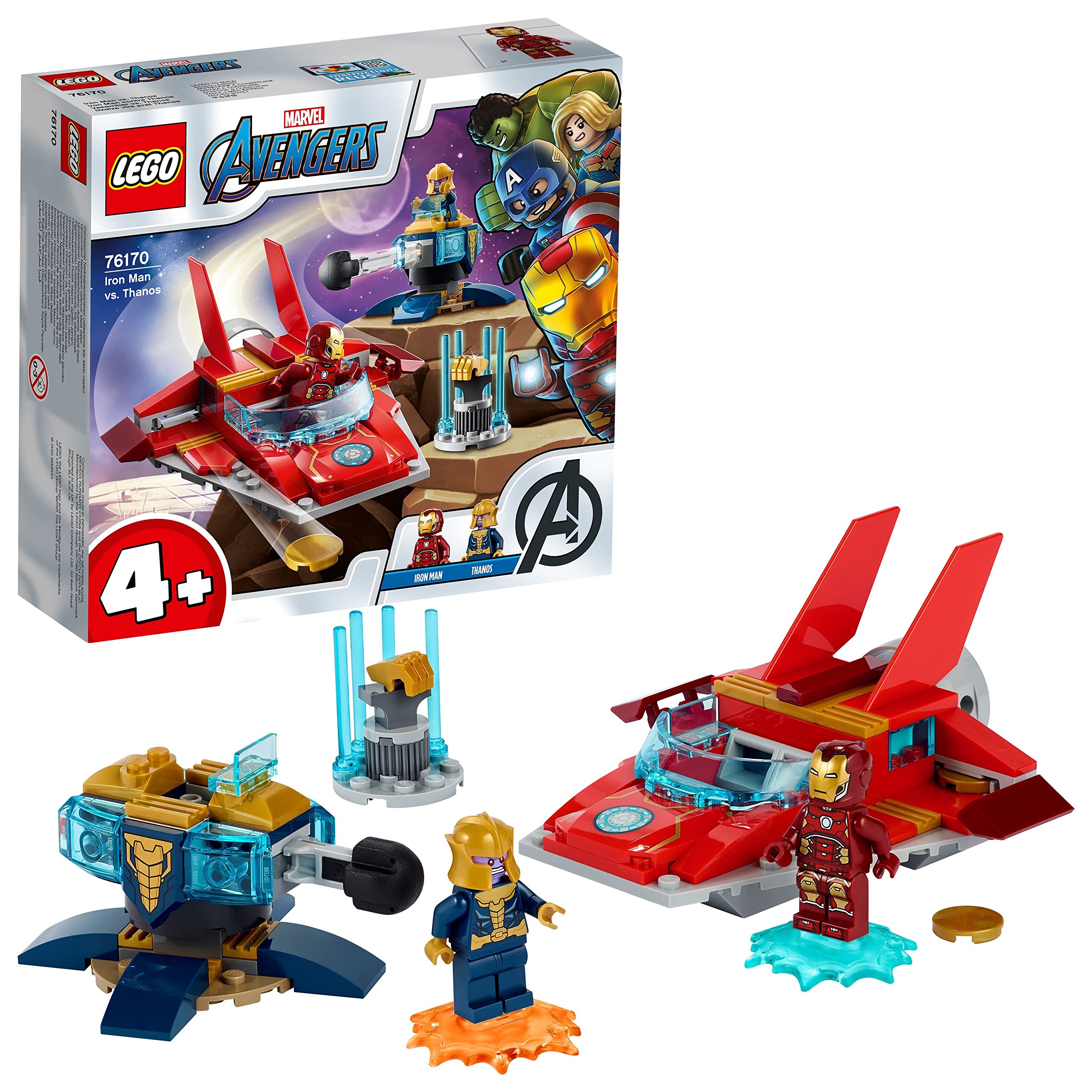 LEGO 76170 Marvel Avengers Iron Man vs. Thanos Toy with Jet and 2 Super Hero Figures for Toddlers Kids 4+ Years Old