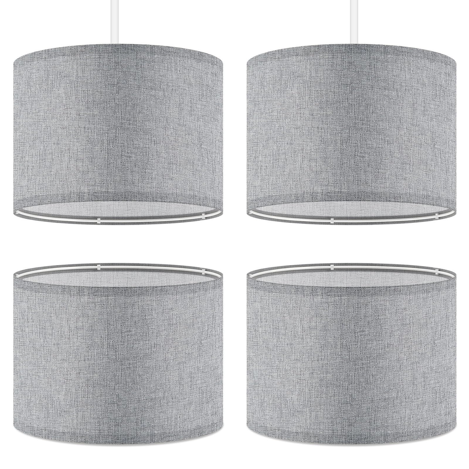 Weewooday 4 Pack Linen Lampshade 10 Inch, Easy Assembly Drum Lamp Shade with E27 & E14 Adapter Ring, Modern Fabric Light Shade for Table, Floor & Ceiling Lamp(Grey) — image 1