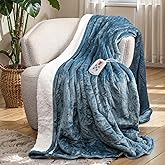 RoyalCraft Heated Blanket 62" x 84" Twin Size, Fast Heating Thorw with 10 Heating Levels & 0.5-12 Hour Auto-Off, ETL Certified, Machine Washable, 5 Year Warranty, Blue