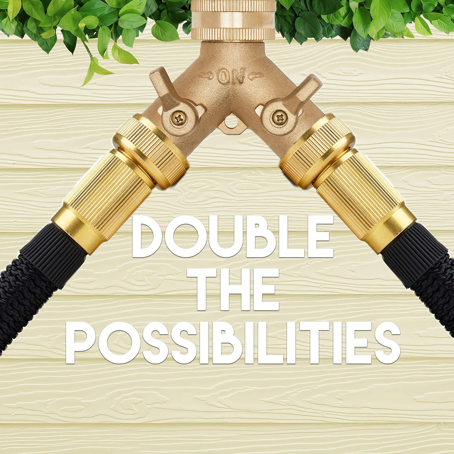 Morvat Heavy Duty Brass Garden Hose Connector Tap Splitter (2 Way) – New and Improved - Outlet Splitter, Hose Splitter, Hose Spigot Adapter with 2 Valves, Plus 2 Extra Rubber Washers: Garden & Outdoor