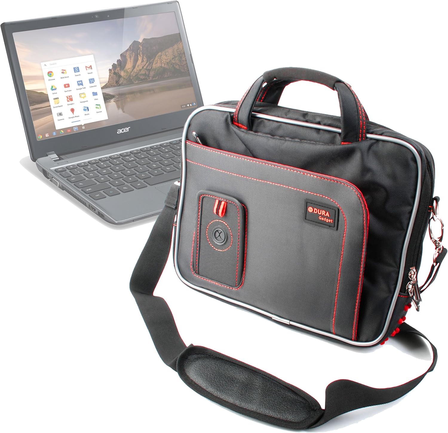 DURAGADGET Black & Red Padded Carry Bag Compatible with