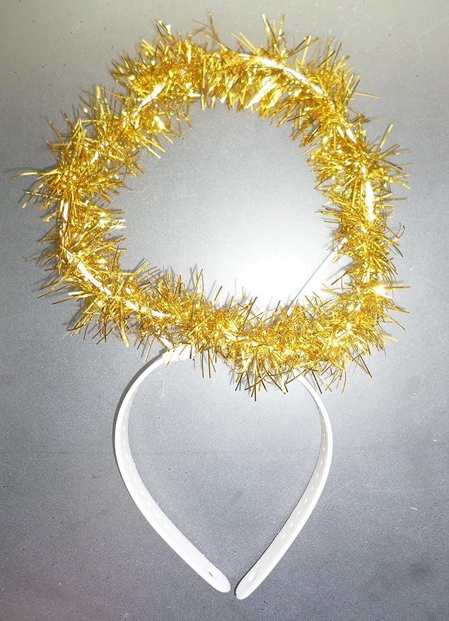 One Size Gold Tinsel Halo Headband Angel/Christmas Fancy Dress (HW207