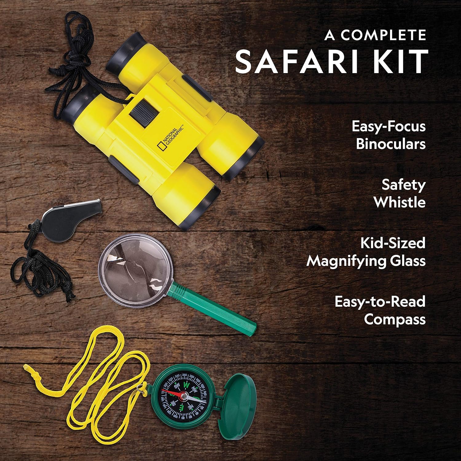 NATIONAL GEOGRAPHIC Backyard Safari Costume - Outdoor Explorer Set for Kids with Safari Vest, Hat, Kids Binoculars, Magnifying Glass for Kids, Journal & Stickers, Outdoor Toys for Boys and Girls: Toys & Games