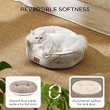 Bedsure Cat Bed Indoor Round 51x48x15cm Reversible Cushion Camel view 2