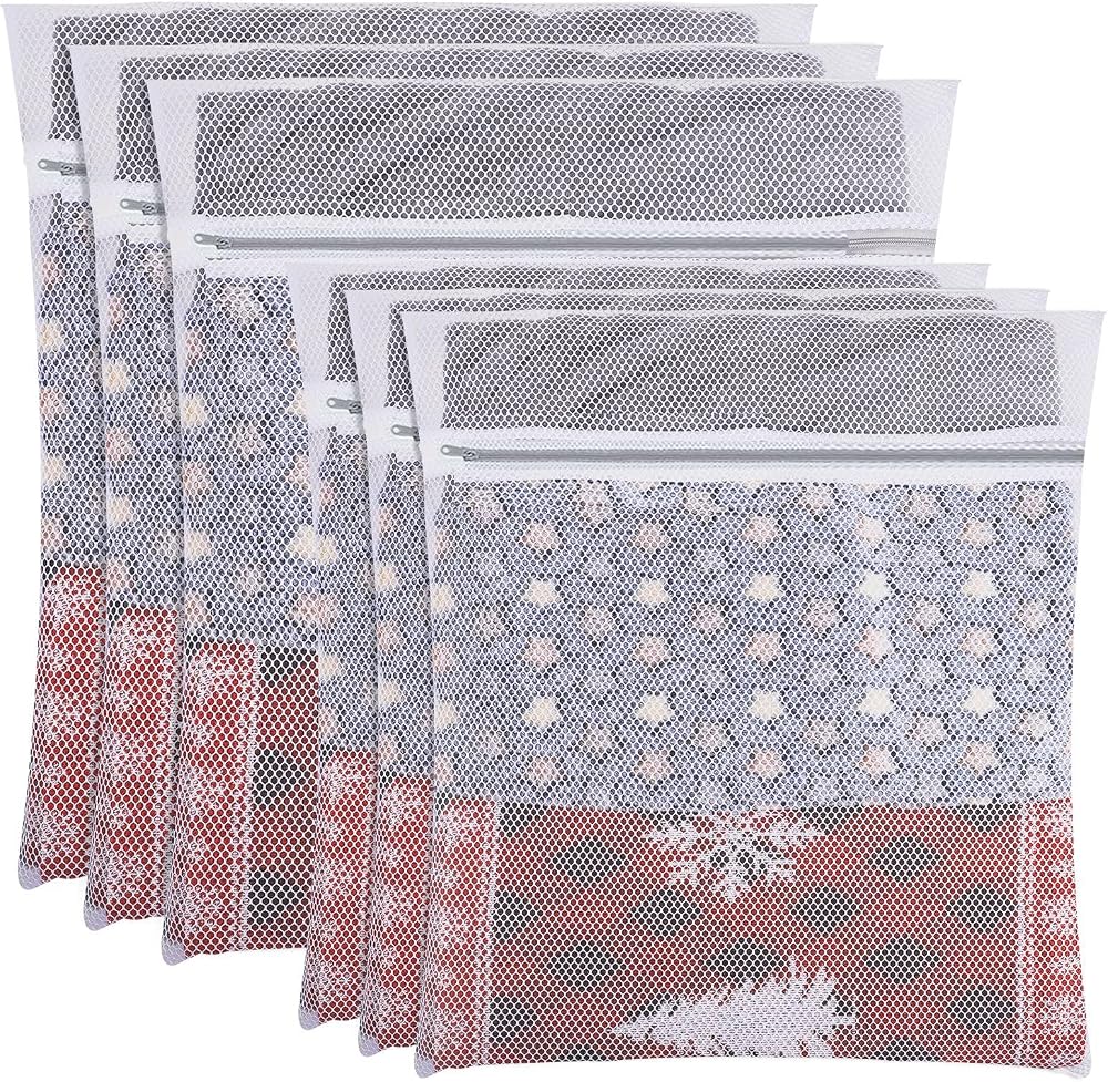FUYOAL 6 Pieces Mesh Laundry Bags Large and Medium 60x50cm 50x40cm with Zips