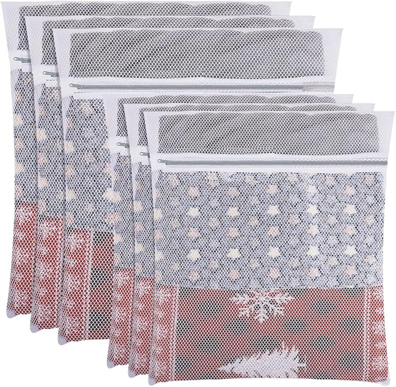 FUYOAL 6 Pieces Mesh Laundry Bags Large and Medium 60x50cm 50x40cm with Zips