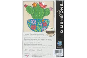 Dimensions 71-07248 Happy Cactus Modern Needlepoint Kit, 5'' x 5''