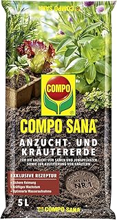 COMPO SANA Anzucht- und Kräutererde mit 6 Wochen Dünger für alle Jung- und Kräuterpflanzen, Kultursubstrat, 5 Liter
