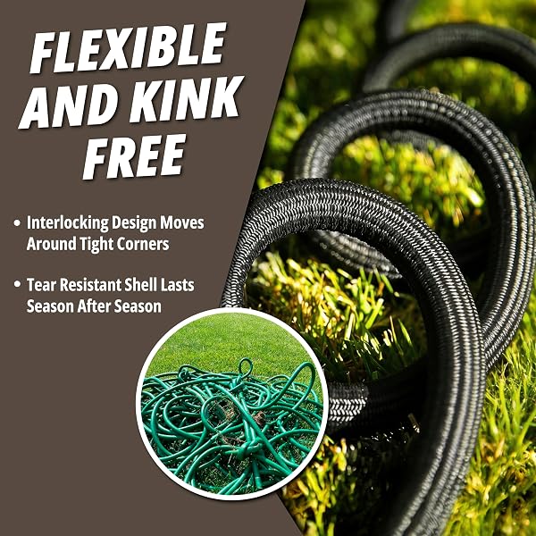 HYDROSTEEL PRO 50 FT HEAVY DUTY METAL GARDEN HOSE WITH NOZZLE, WATER HOSE MADE FROM 304 STAINLESS STEEL, FLEXIBLE, LIGHTWEIGHT, BRASS CRUSH RESISTANT FITTINGS, KINK FREE, 5/8” DIAMETER, 600 PSI