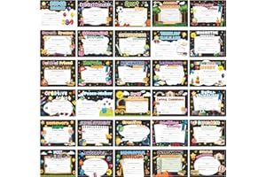 EYxsaxenk School Student Award Certificates - 60Pcs End of School Year Commend Student Recognition Award Graduation Achievement Certificate Kids' School Student Reward Teacher Class Motivation Reward