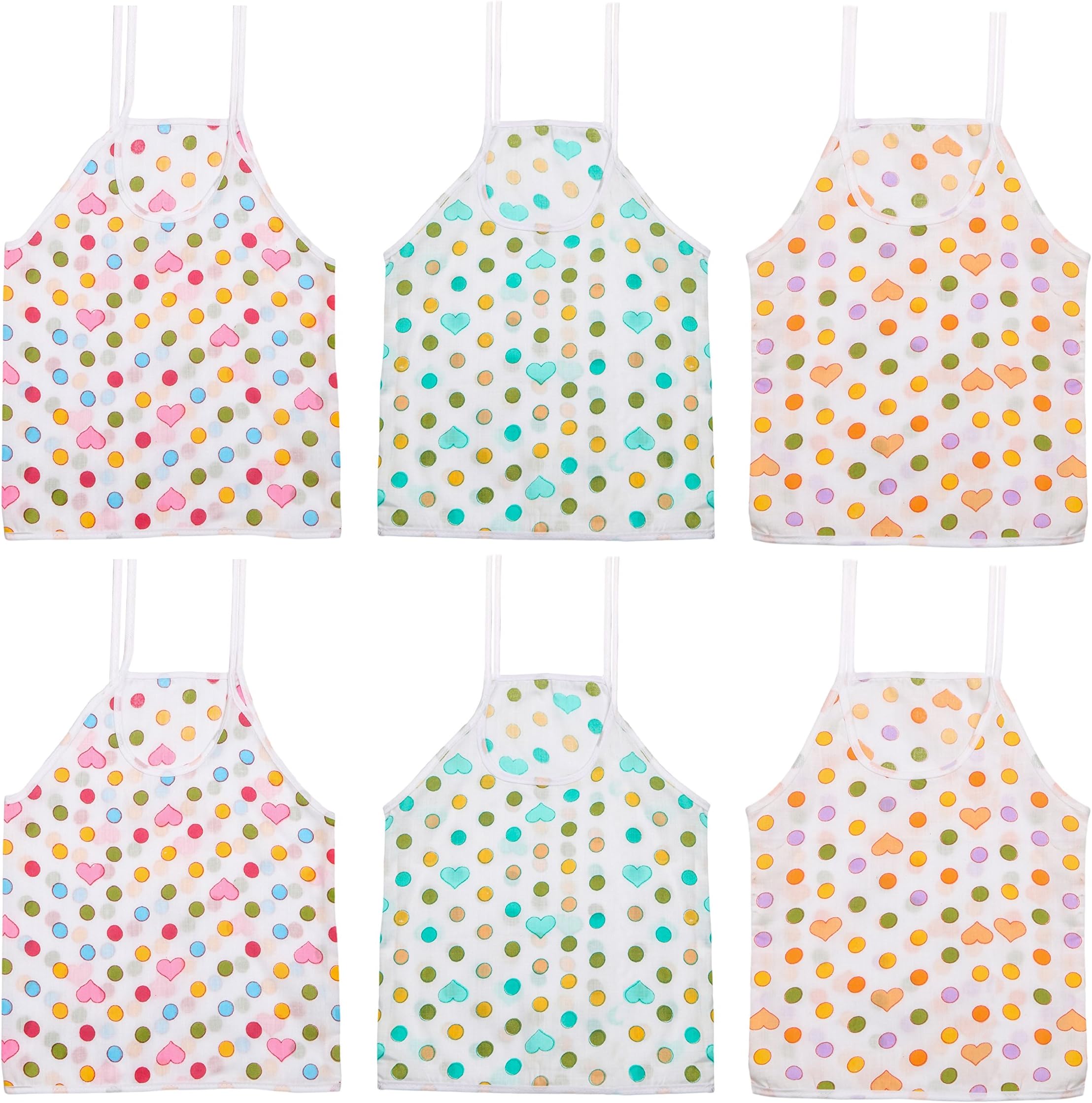 Littly Unisex Regular Wear Cotton Baby Jhabla Dress for New Born, Pack of 6 (Multicolor, 0-6 Months)