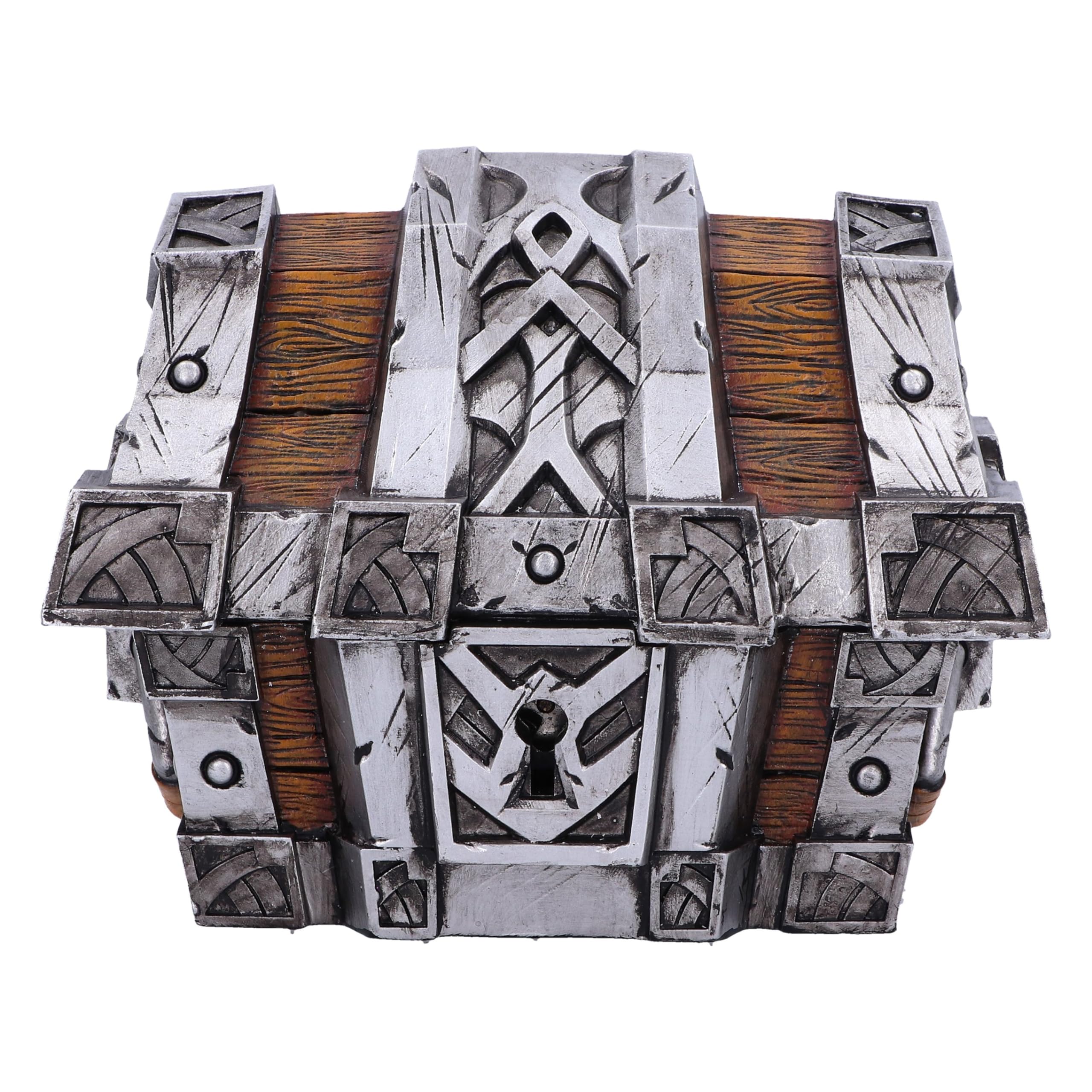 Nemesis Now World of Warcraft Silverbound Treasure Chest Box 10.5cm, Resin, Silver/Brown, Official World of Warcraft Merch, Treasure Chest Box, Gaming Controller Box