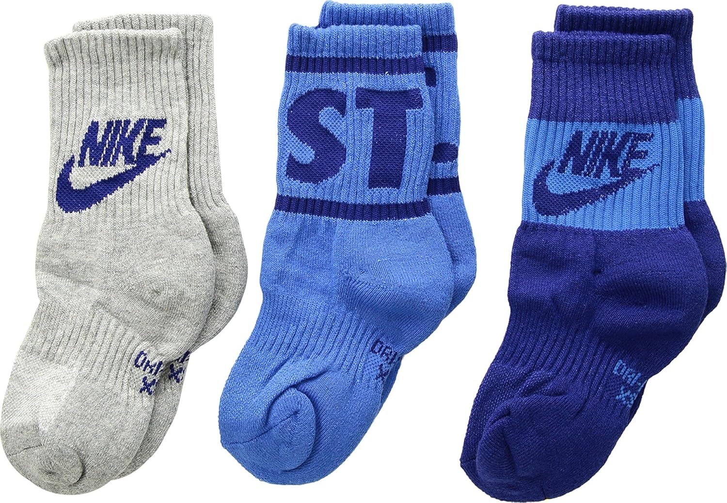 Nike"Just Do It" Youth 67 Small 3 Pair Pack Crew Socks