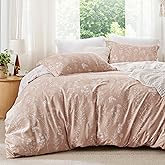 Bedsure Duvet Cover King Size - Reversible Pink King Duvet Cover Set with Zipper Closure, 3 Pieces Botanical Floral Patterned Bedding Set with 8 Corner Ties and 2 Pillow Shams