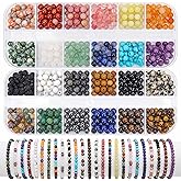 CHCCOYE 600pcs Natural Round Stone Beads, 4mm Loose Beads for Jewelry Making - Smooth Stone Spacers for Friendship Bracelets, DIY Craft Box