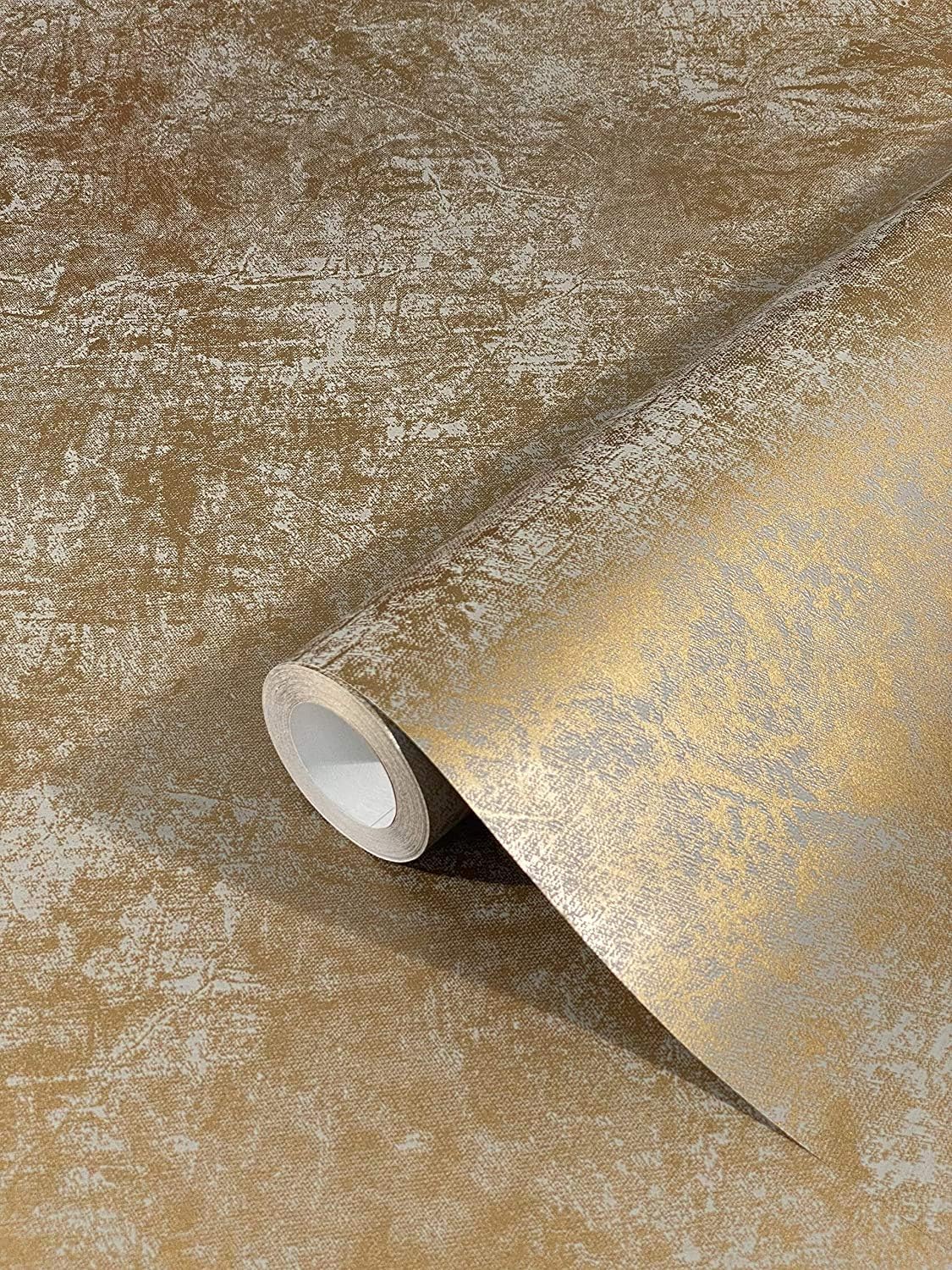Marburg Tapete Gold Uni Modern Vliestapete Metallic Industrial für Schlafzimmer Wohnzimmer Oder Küche 10.05m x 0.53m Made in Germany — image 1