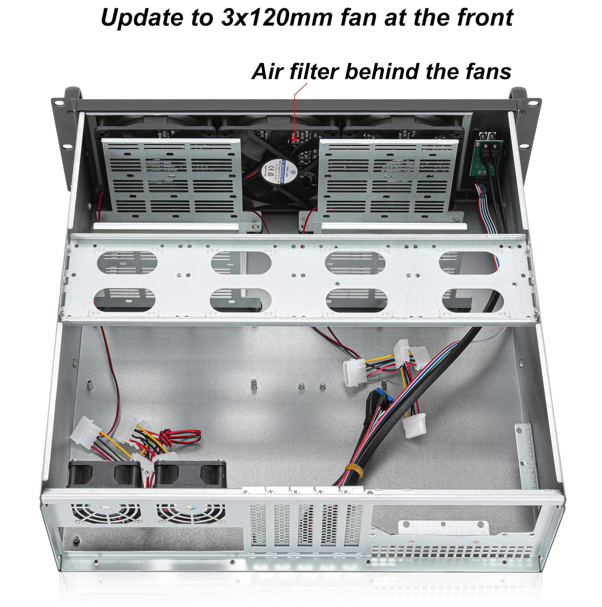 RackChoice 3U Rackmount Server Chassis ATX/Micro ATX/Mini-ITX (8x3.5 or 6x3.5+2x2.5,with Front 3x120mm Fan Support Standard ATX PSU or SFX PSU (Using The ATX to SFX Bracket with Chassis)