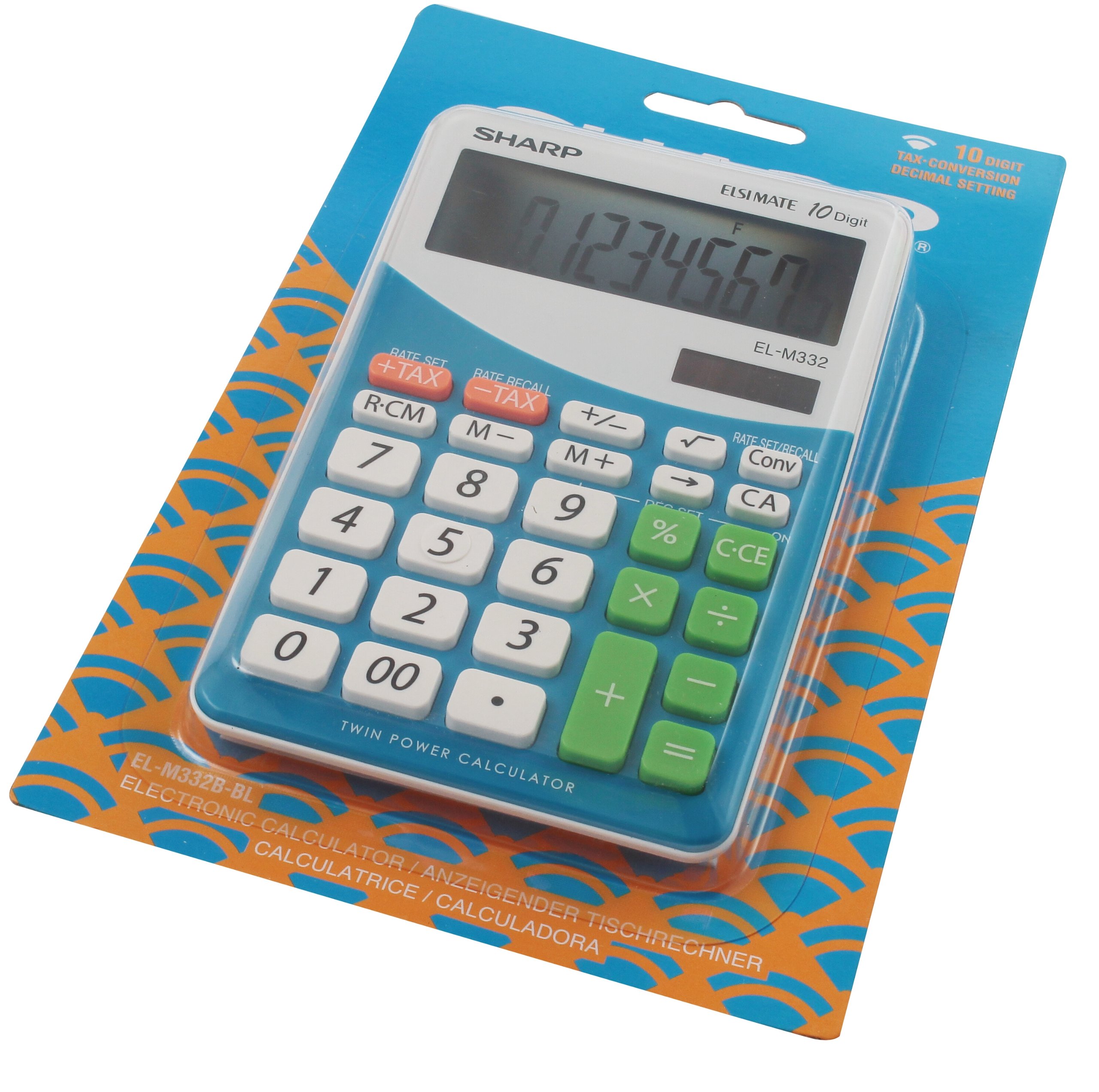 Sharp ELM 332BBL Blue 10 digit desktop Calculator