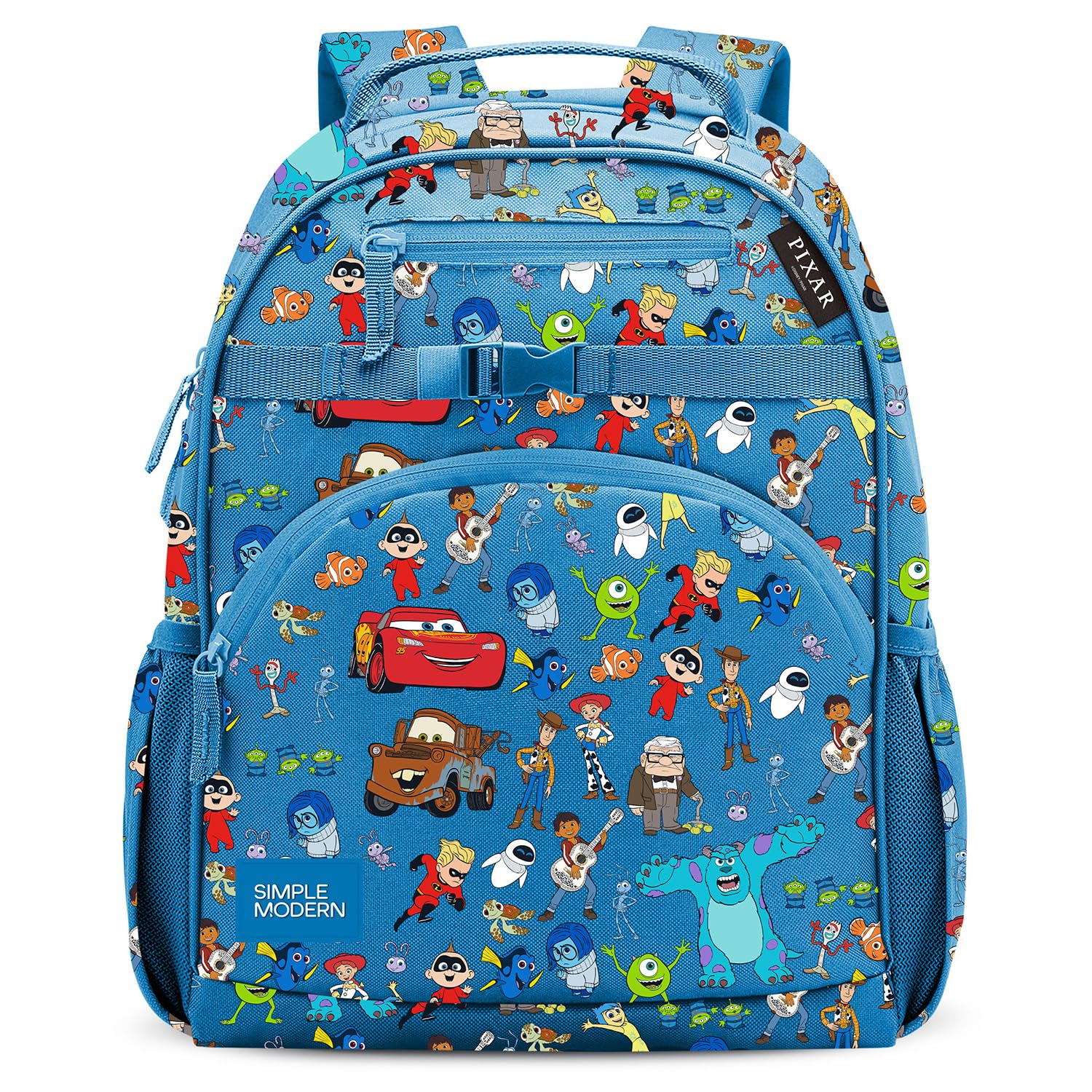 Simple Modern Medium Disney Pixar Toddler Backpack for School Girls and Boys | Kindergarten Elementary Kids Backpack | Fletcher Collection | Kids - 15" tall | Pixar Mashup on Blue Image