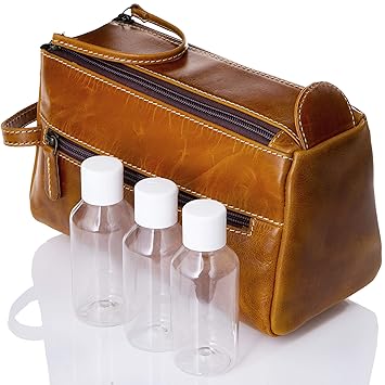 large leather toiletry bag