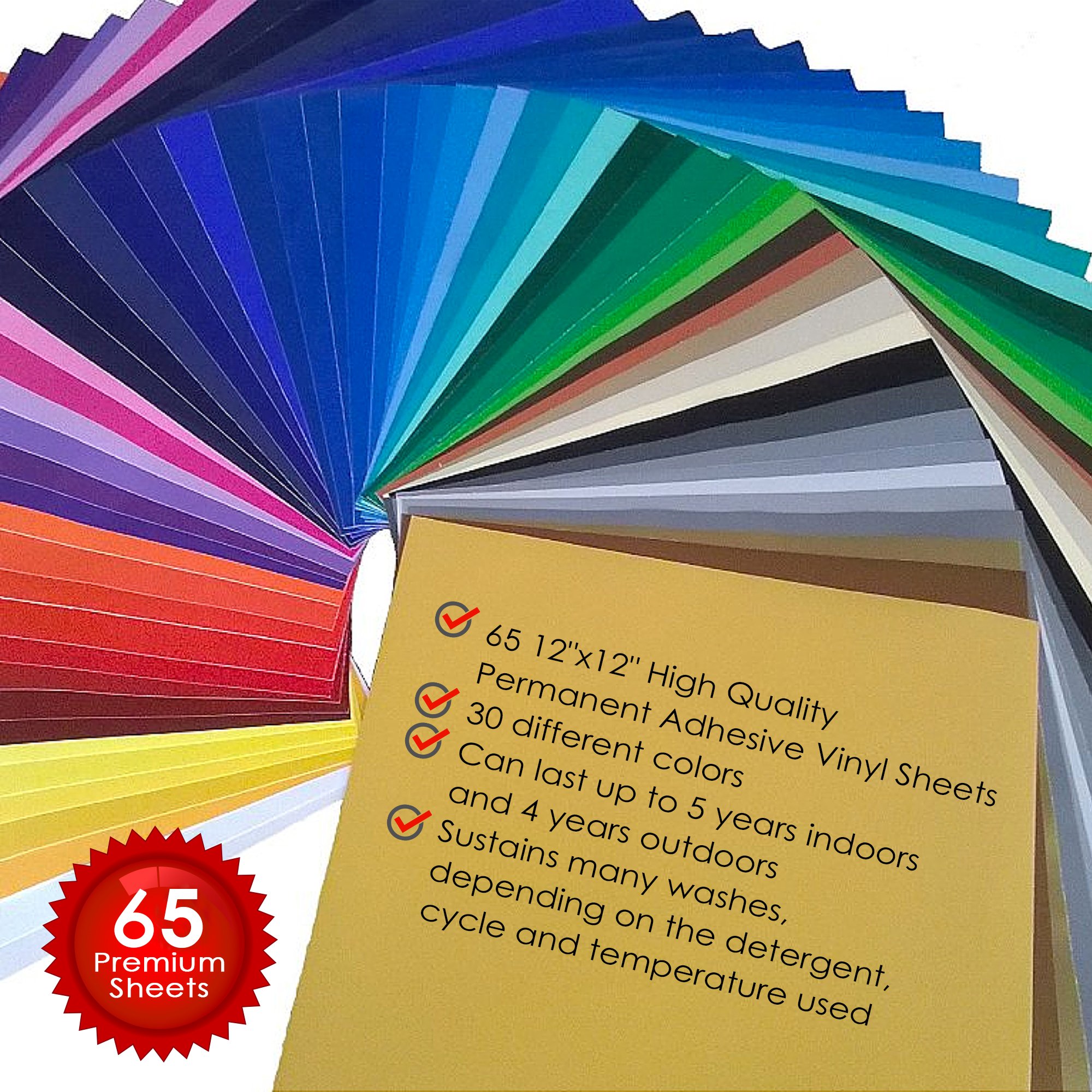 Permanent Adhesive Backed Vinyl 65 SHEETS PrimeCuts USA 65 SHEETS