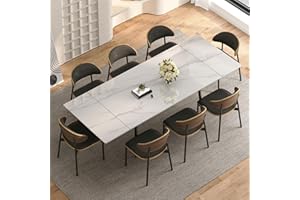 Extendable Dining Table (62.9"–94.4") for 6–10 People, Modern Rectangular Sintered Stone Dining Table with Stainless Steel Ba