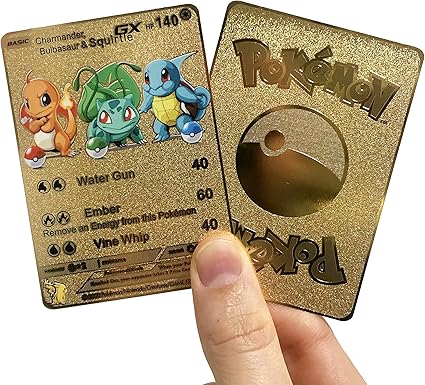 Amazon Com Charmander Bulbasaur Squirtle Gx Custom Gold Metal Pokemon Card Toys Games