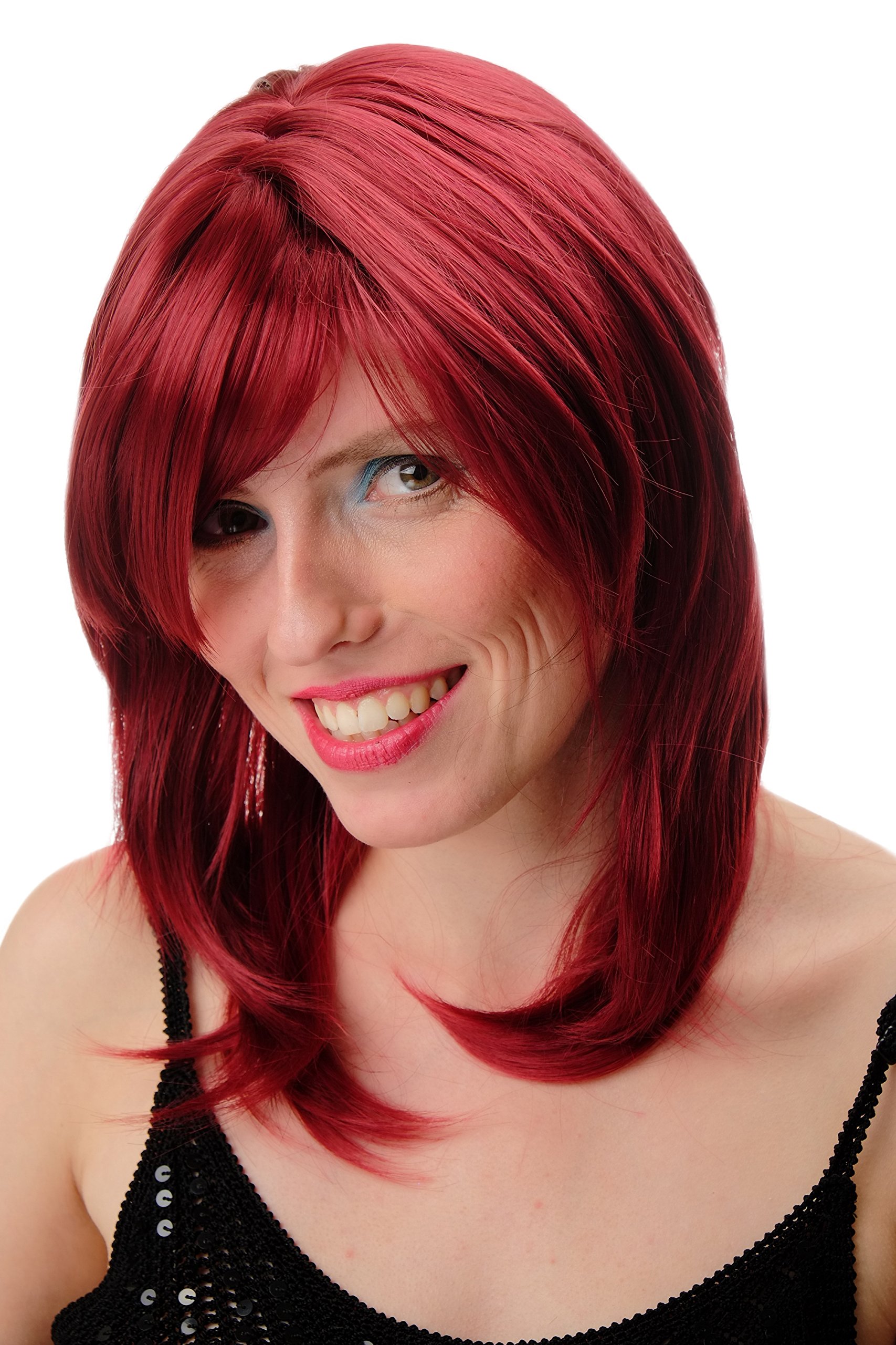 WIG ME UP - GFW0101-39 Lady Quality wig shoulder length straight elaborate parting burgundy aubergine red
