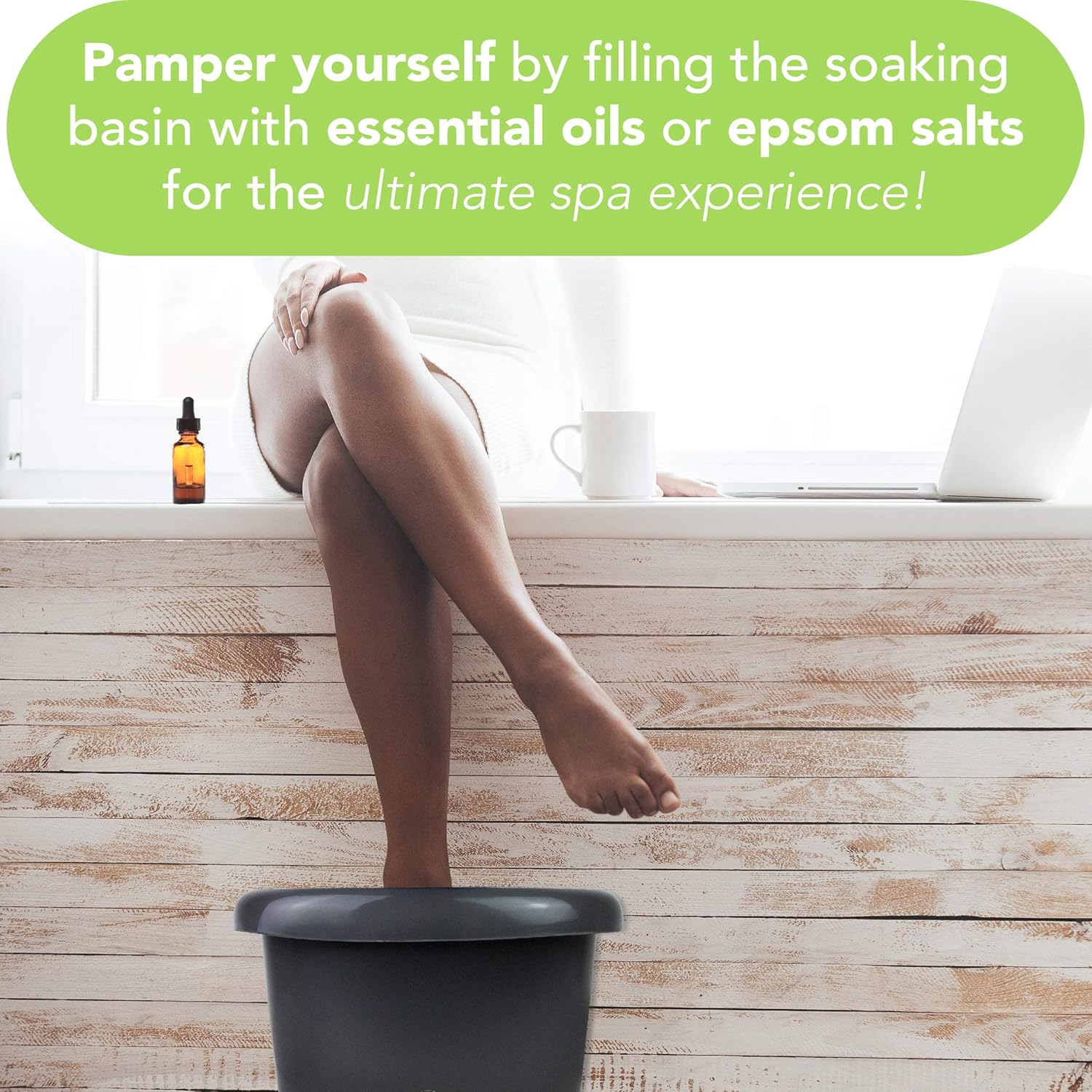 FOOT CURE Foot Spa Massager Basin – Heated Electric Foot Bath Tub with Automatic Massage Rollers & Temperature Control – Luxury Spa Treatment That Rejuvenates Tired Feet & Relieves Pain & Pressure: Health & Personal Care
