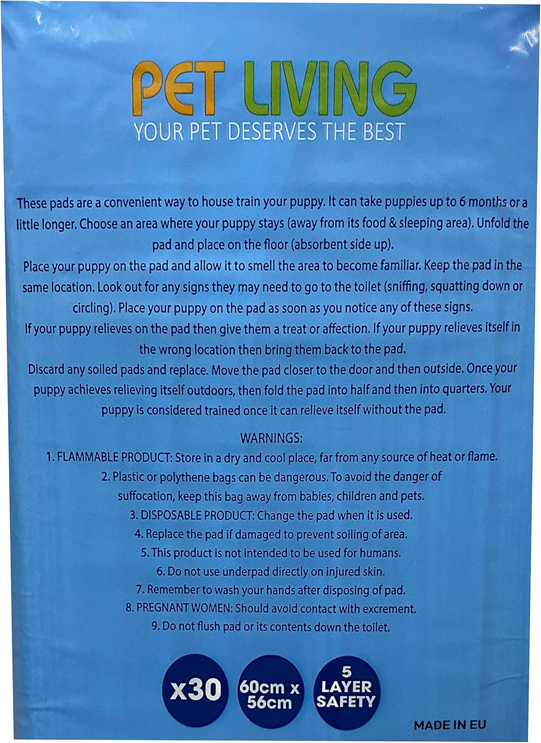 Ultra Absorbent Toilet Training Pads For Puppies and Dogs Training Pads With 5 Layer Safety 53CM X 53CM Large Size (60 PADS) - Image 5
