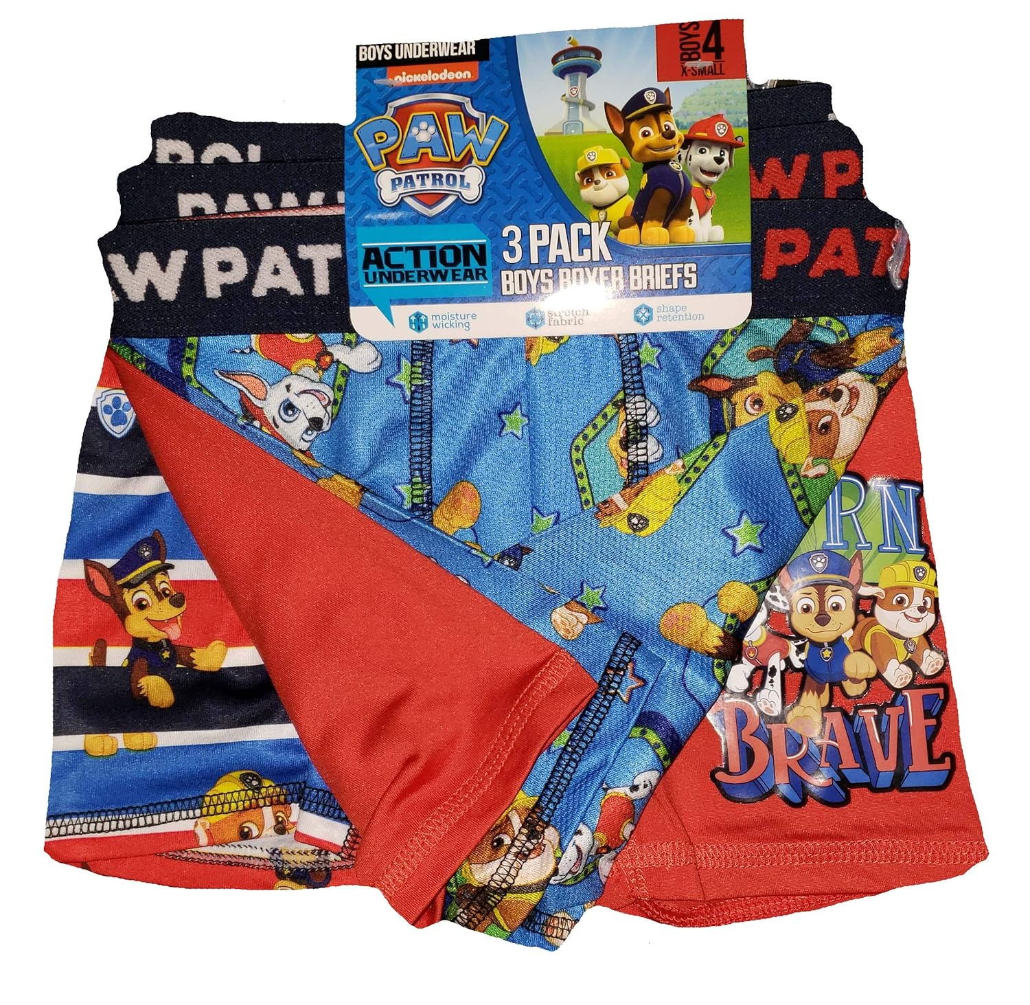 Paw Patrol Action Underwear 3 Pack Boxer Briefs