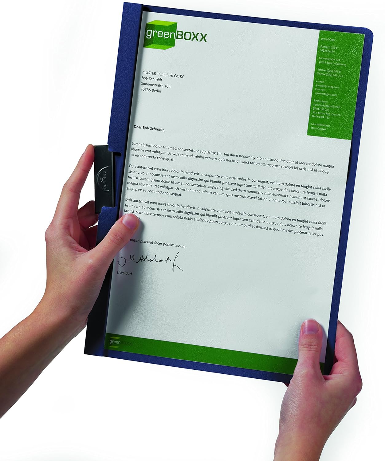 DURABLE Report Cover with DURACLIP, Letter-Size, Holds Up to 60 Pages, Clear Cover/Dark Blue, 25 per Box (221407BX) : Office Products