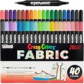 U.S. Art Supply Super Markers 40 Primary &amp; Pastel Dual Tip Fabric Markers | Fine &amp; Chisel Point Pens Fabric Marker Permanent for Clothes, T-Shirts - Permanent Ink Eye-Catching Pastel Colors