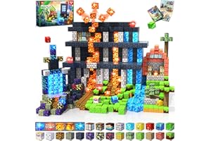 GRACEDUCK Magnetic Blocks - 150 PCS Dinosaur Volcano Forest Castle Set with Light Up Blocks - Kids Classroom Sensory Toy for Toddlers STEM, Construction Stacking Toy Kids 3+ Boys Girls Christmas Birthday Gifts