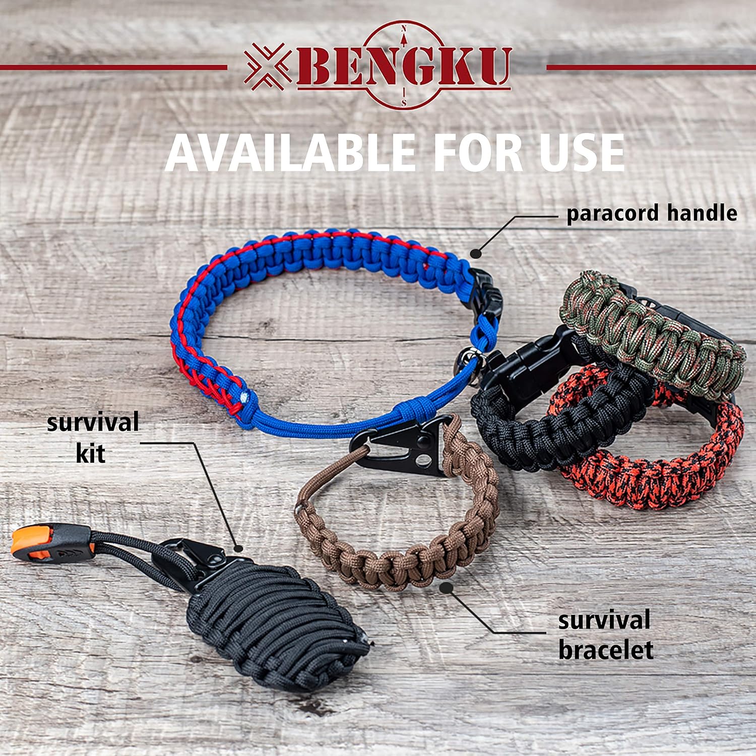 BENGKU Outdoor Mil-SPEC 550lb Paracord/Parachute Cord(MIl-C-5040-H), 100Feet (550 Black, 100.00) : Sports & Outdoors