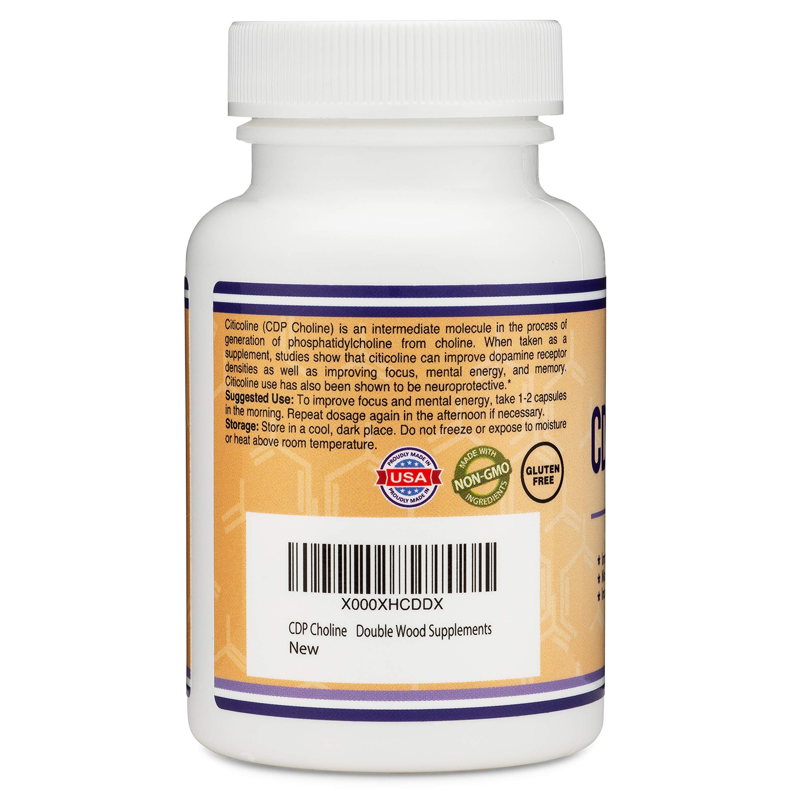 CDP Choline (Citicoline) Supplement, Pharmaceutical Grade, Made in USA