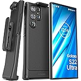 Encased Thin Armor Designed for Samsung Galaxy S22 Ultra Belt Clip Case, Slim Fit Phone Case with Holster (Matte Black)