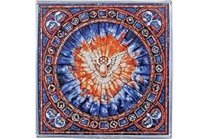 Design Toscano GM1018 Tiffany's Holy Dove of Peace Art Glass Square Suncatcher Window Panel, 10 inches wide, 10 inches tall, Stained Glass, Blue Enamel