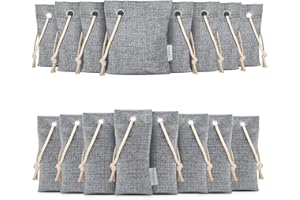 CLEVAST 16 Pack Bamboo Charcoal Air Purifying Bags(8x100g, 8x50g) Activated Natural Home Odor Absorber, Deodorizer and Moisture Eliminator, Purifier for Closet, Shoe, Car Air freshener, Pet Safe