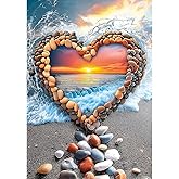 MINIWAN 1000 Piece Jigsaw Puzzle for Adults, Heart-Shaped Love Pebbles Sunset Beach Art Puzzle, Challenging Impossible Difficult Hard Fun Puzzles for Adults