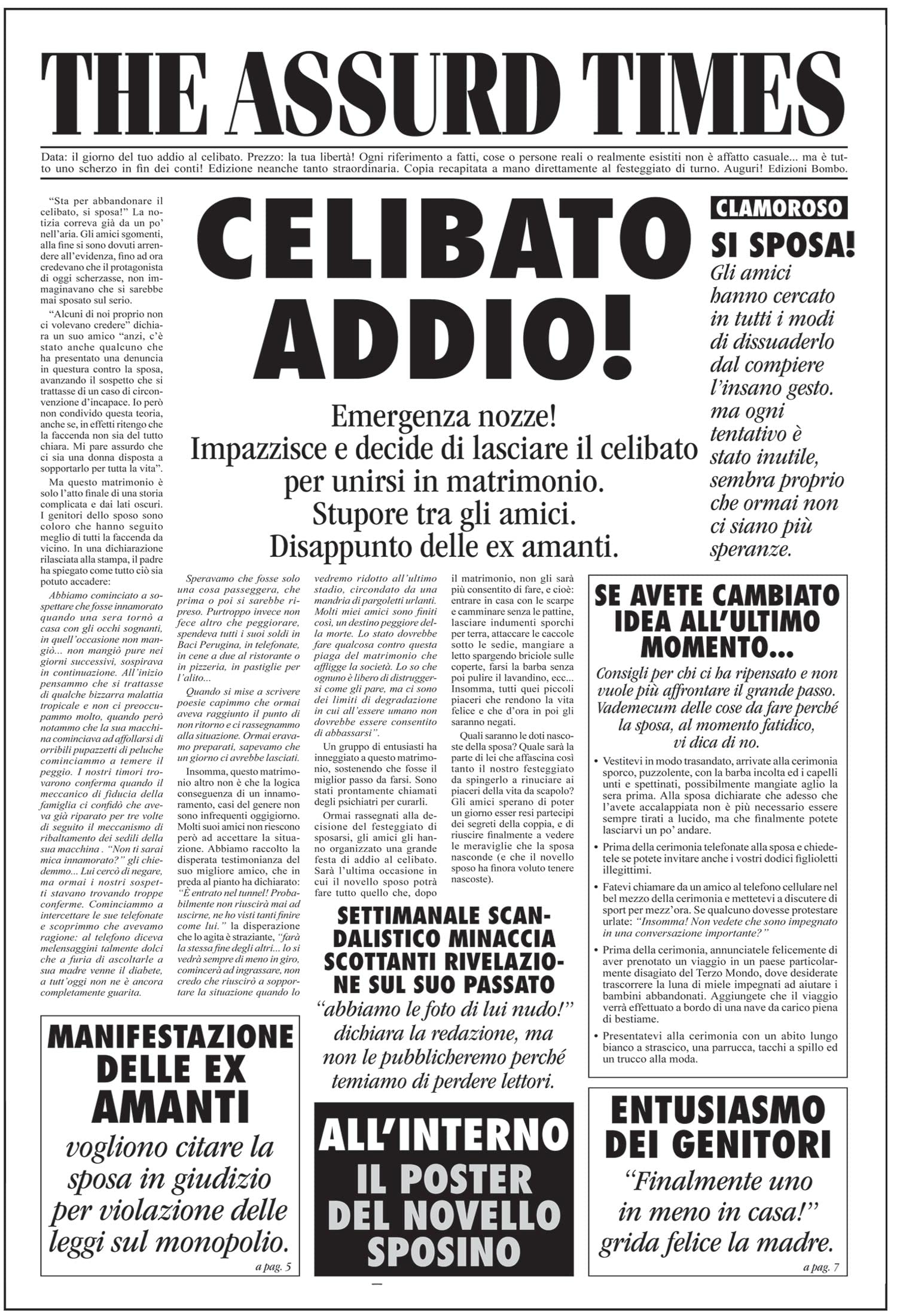 Bombo Greeting Card Wedding Newspaper Bachelor Party