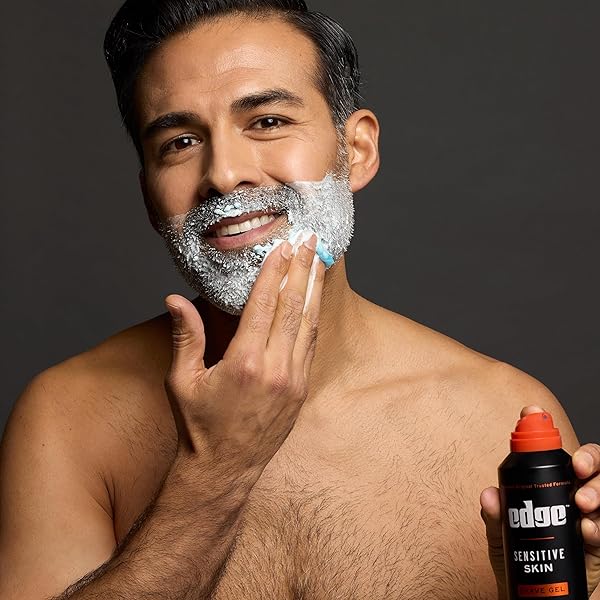 EDGE SHAVING GEL FOR MEN, SENSITIVE SKIN WITH ALOE, (6 PACK) – SHAVE GEL FOR MEN THAT MOISTURIZES, PROTECTS AND SOOTHES TO HELP REDUCE SKIN IRRITATION